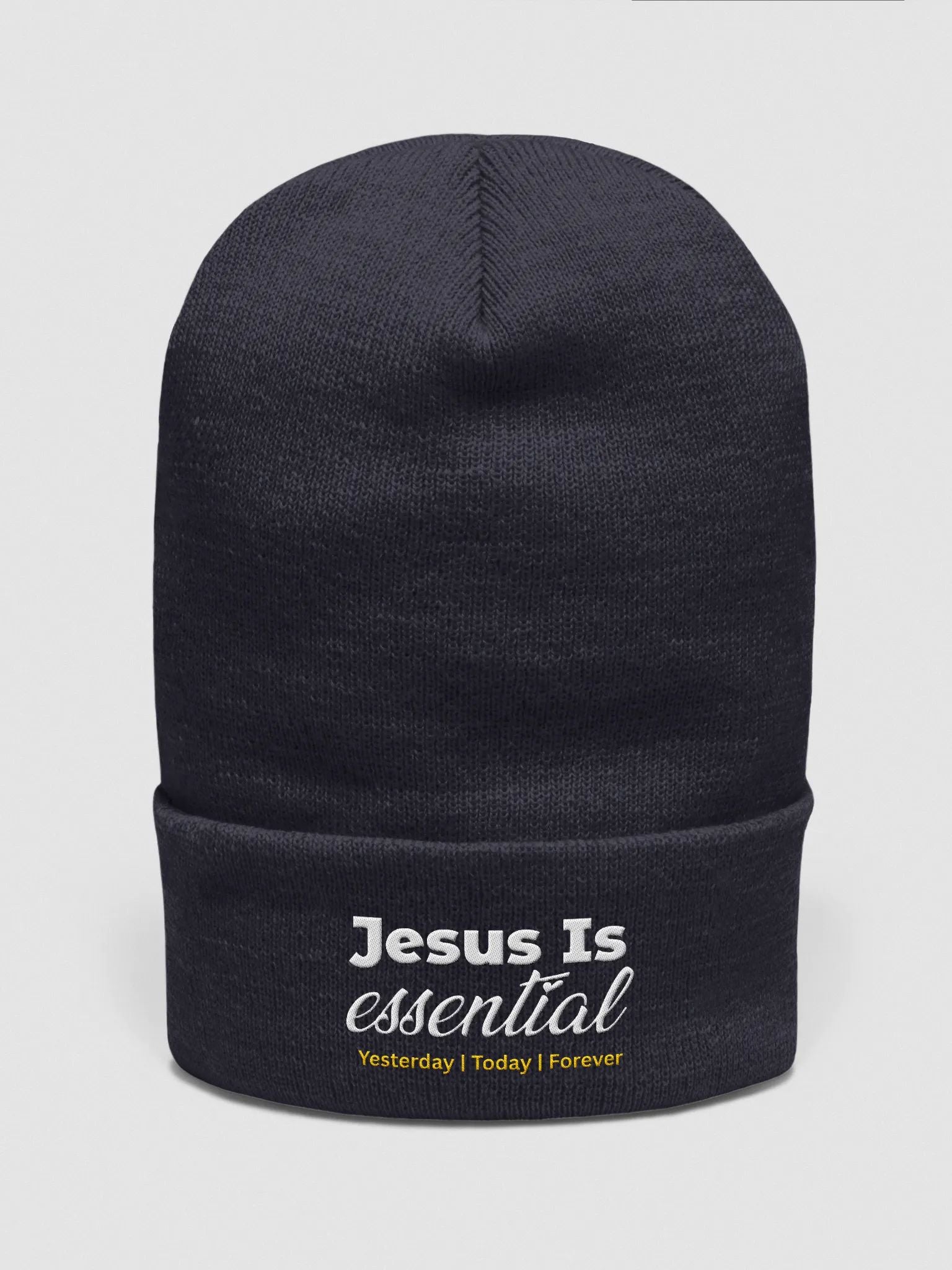 Warm embroidered beanie gift expressing Jesus as essential in life