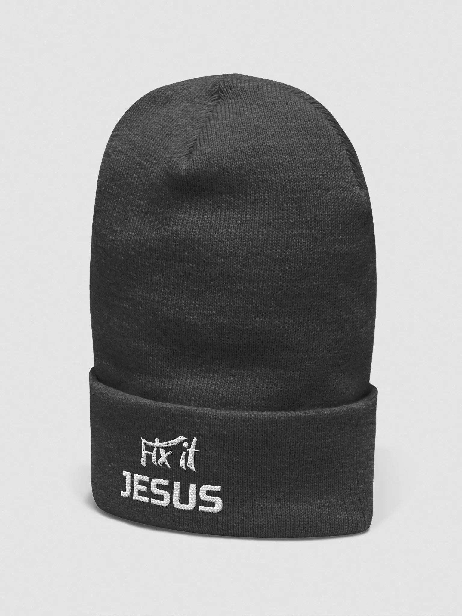 Faith-inspired cuffed beanie expressing trust in Jesus’ power