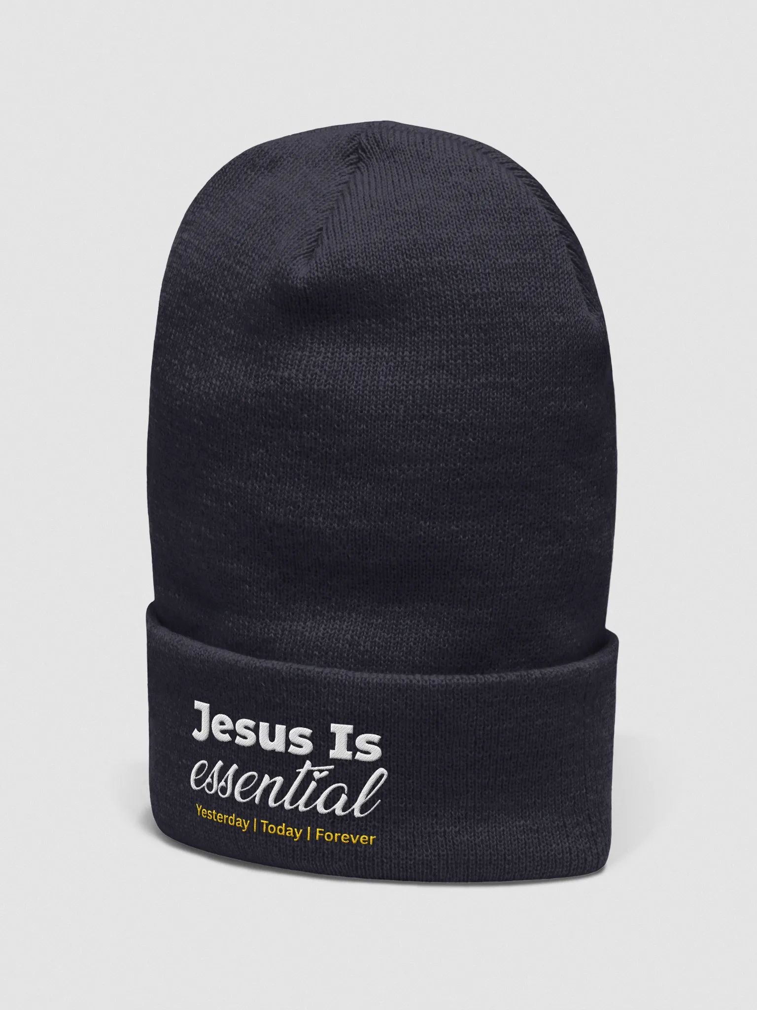 Turbo acrylic beanie with scripture-inspired Jesus is Essential design