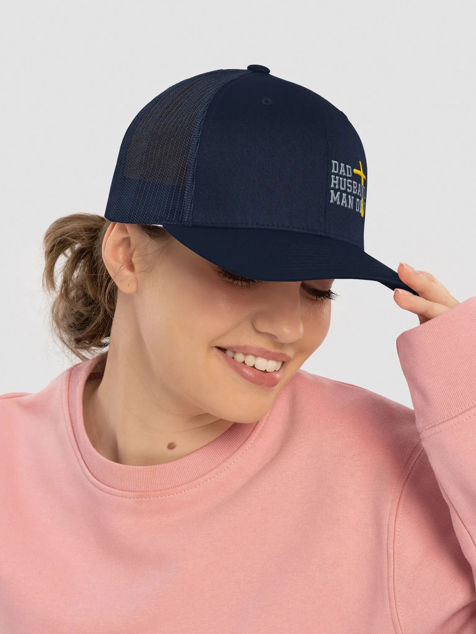 Dad Husband Man Of God Trucker Hat Embroidery