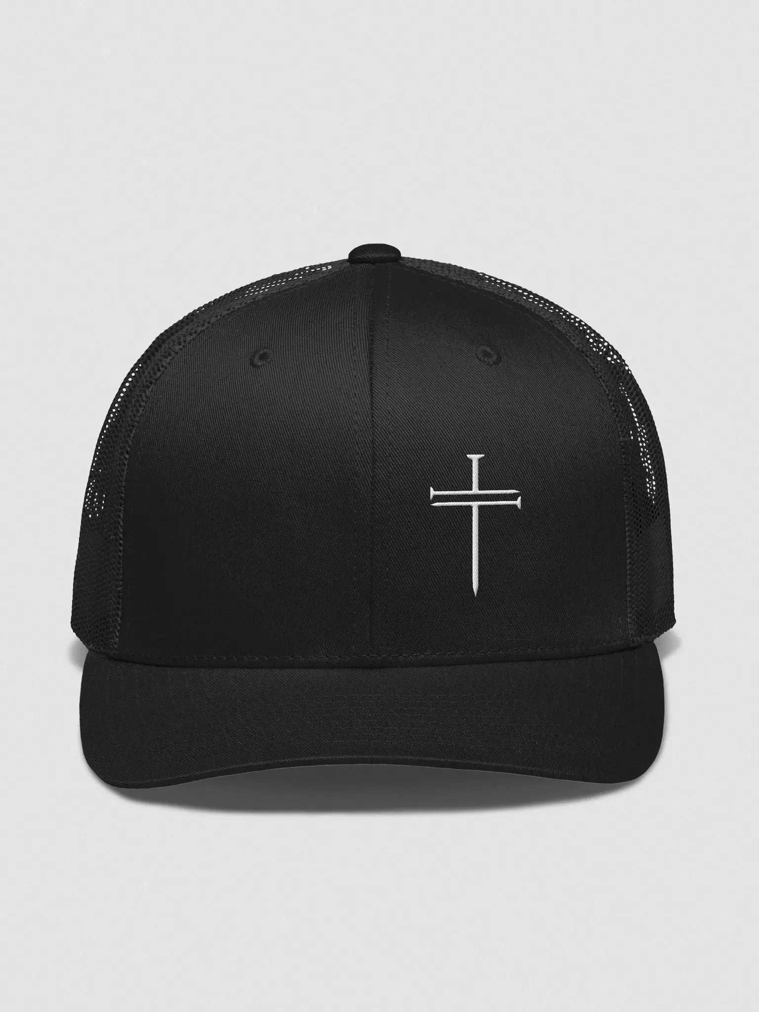 Nail Cross Trucker Hat Embroidery