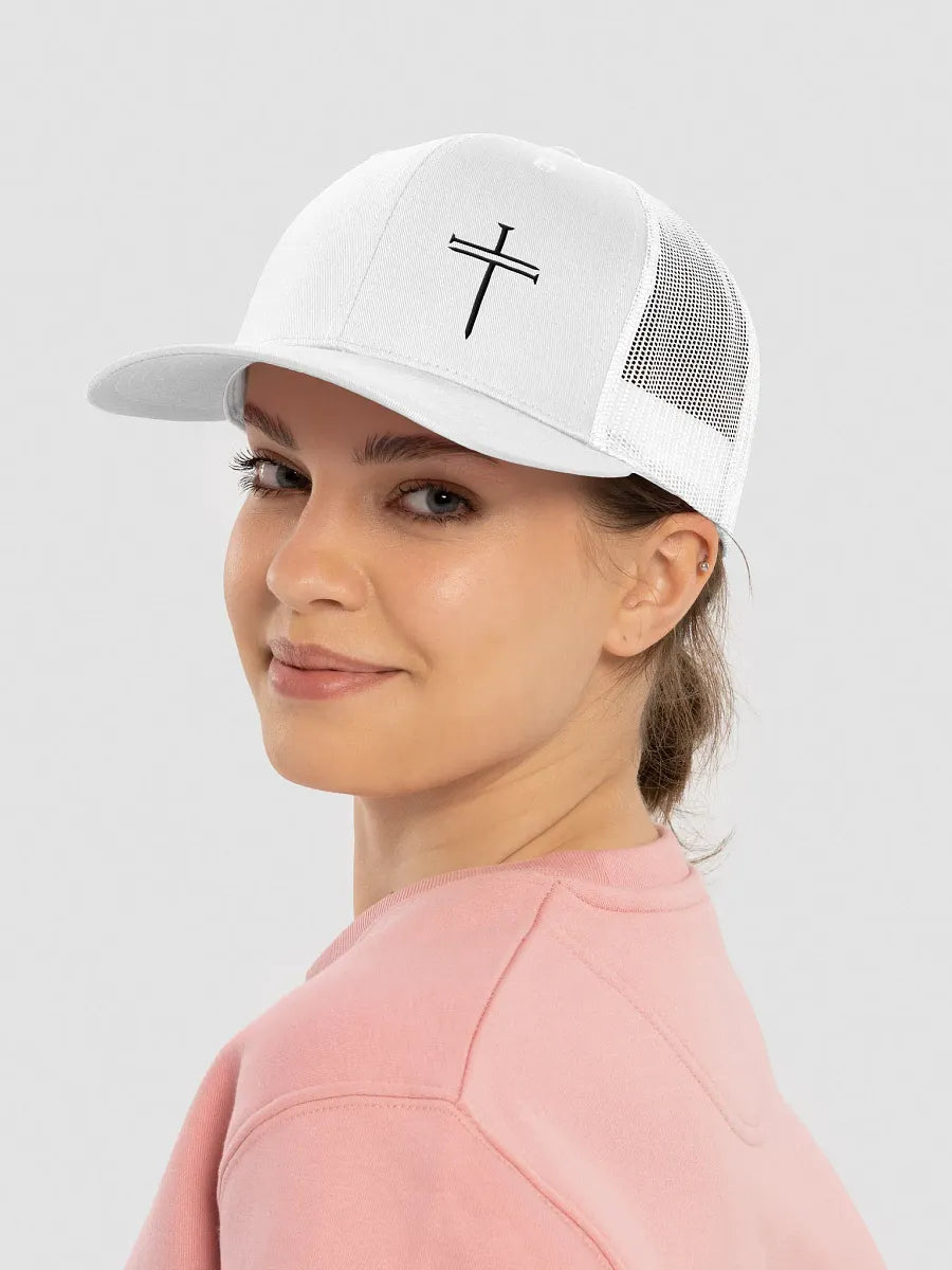 Nail Cross Trucker Hat Embroidery