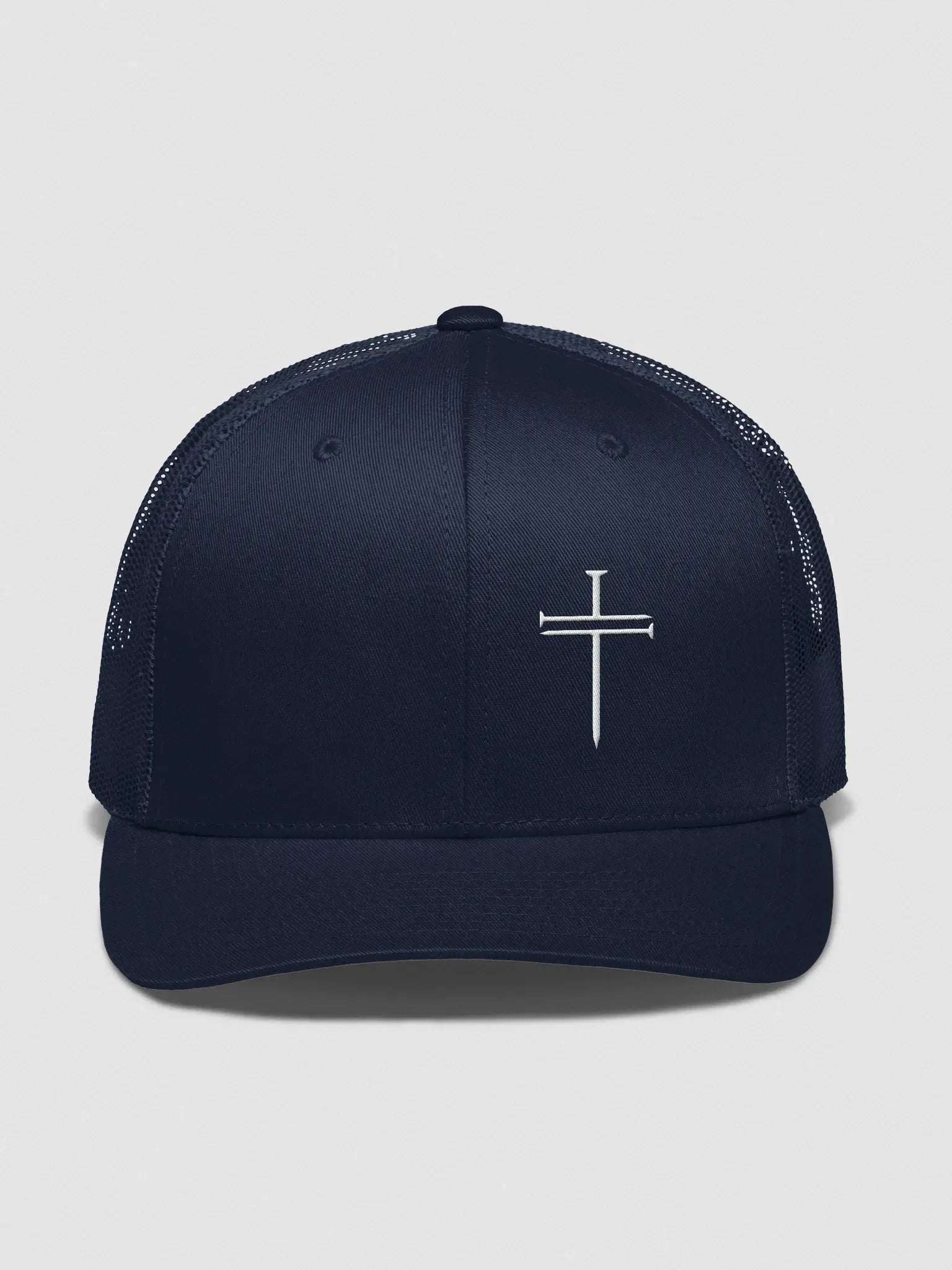 Nail Cross Trucker Hat Embroidery