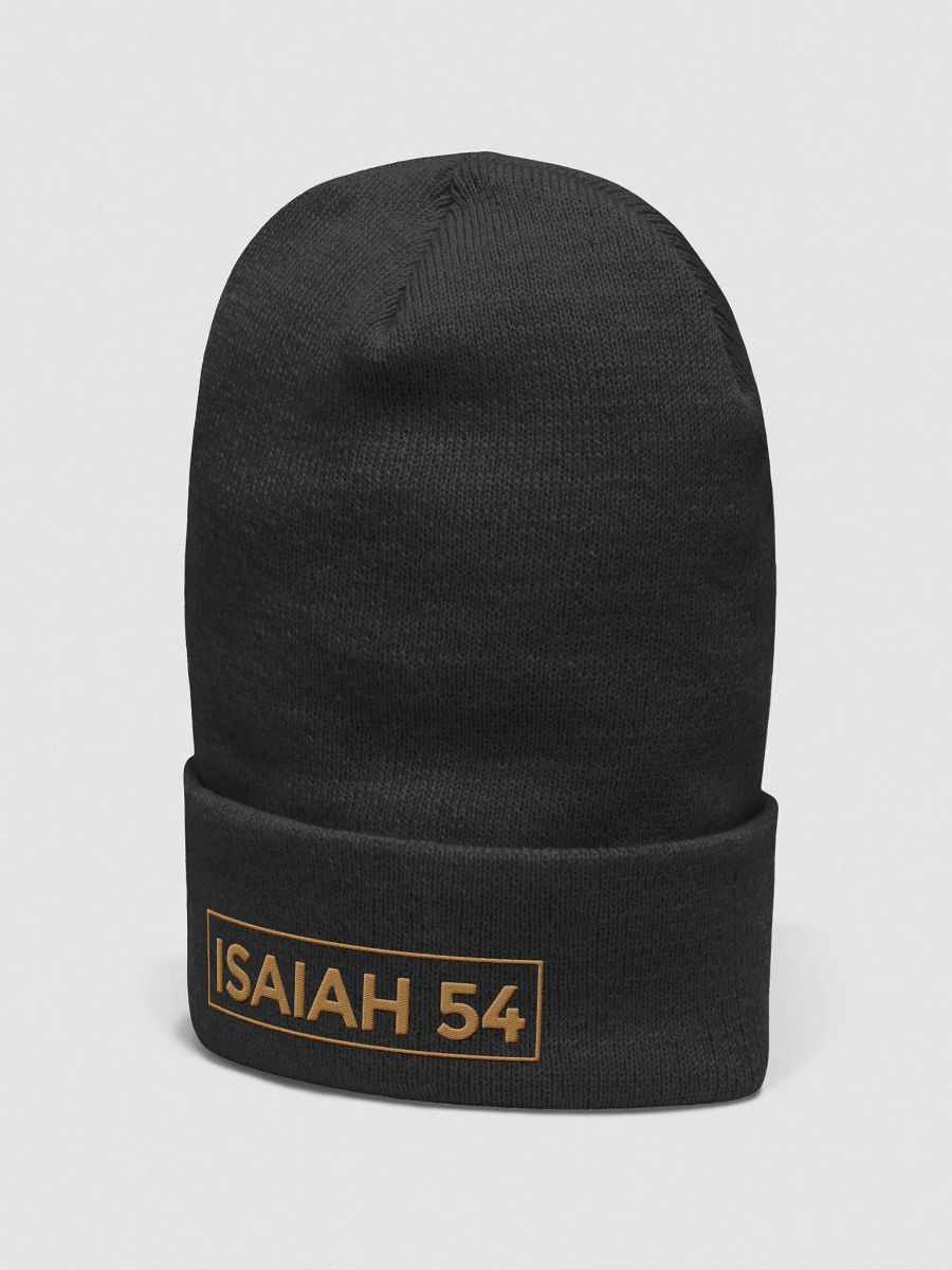 Faith-based winter hat with Isaiah 54 protection message