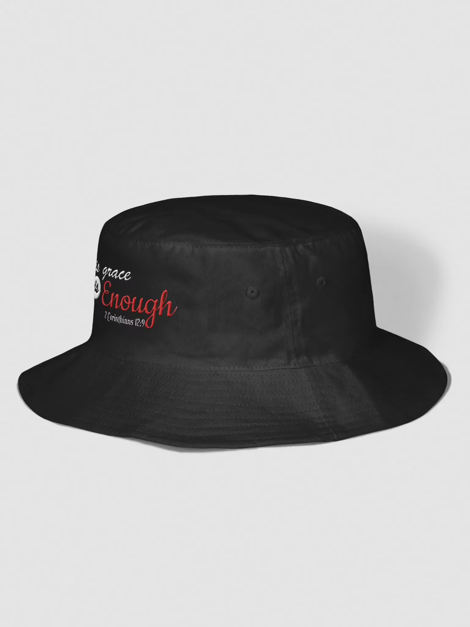 Cotton-polyester trucker cap with bold His Grace is Enough design